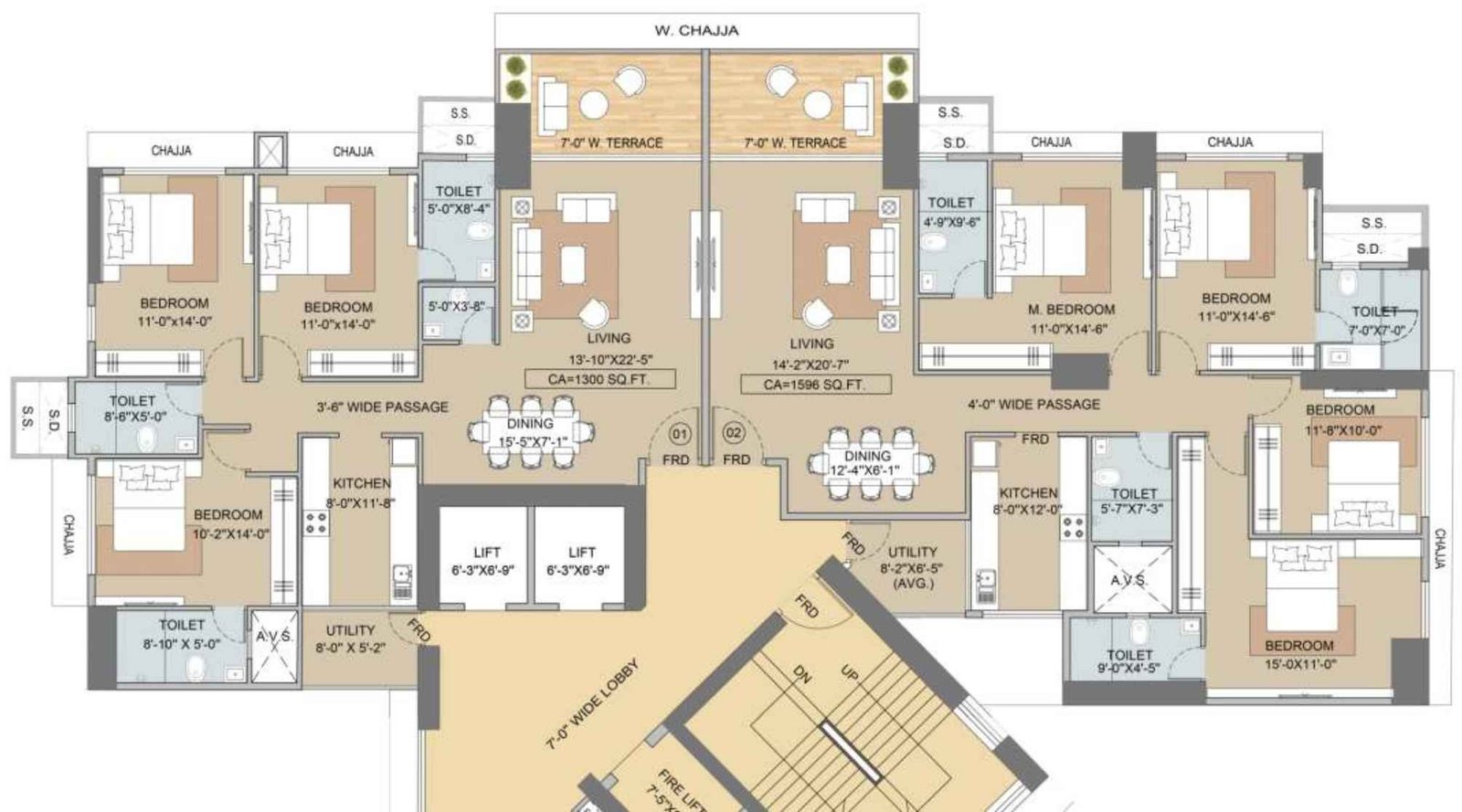 Techno-Aakasa-Floor-Plan-3-BHK-4-BHK