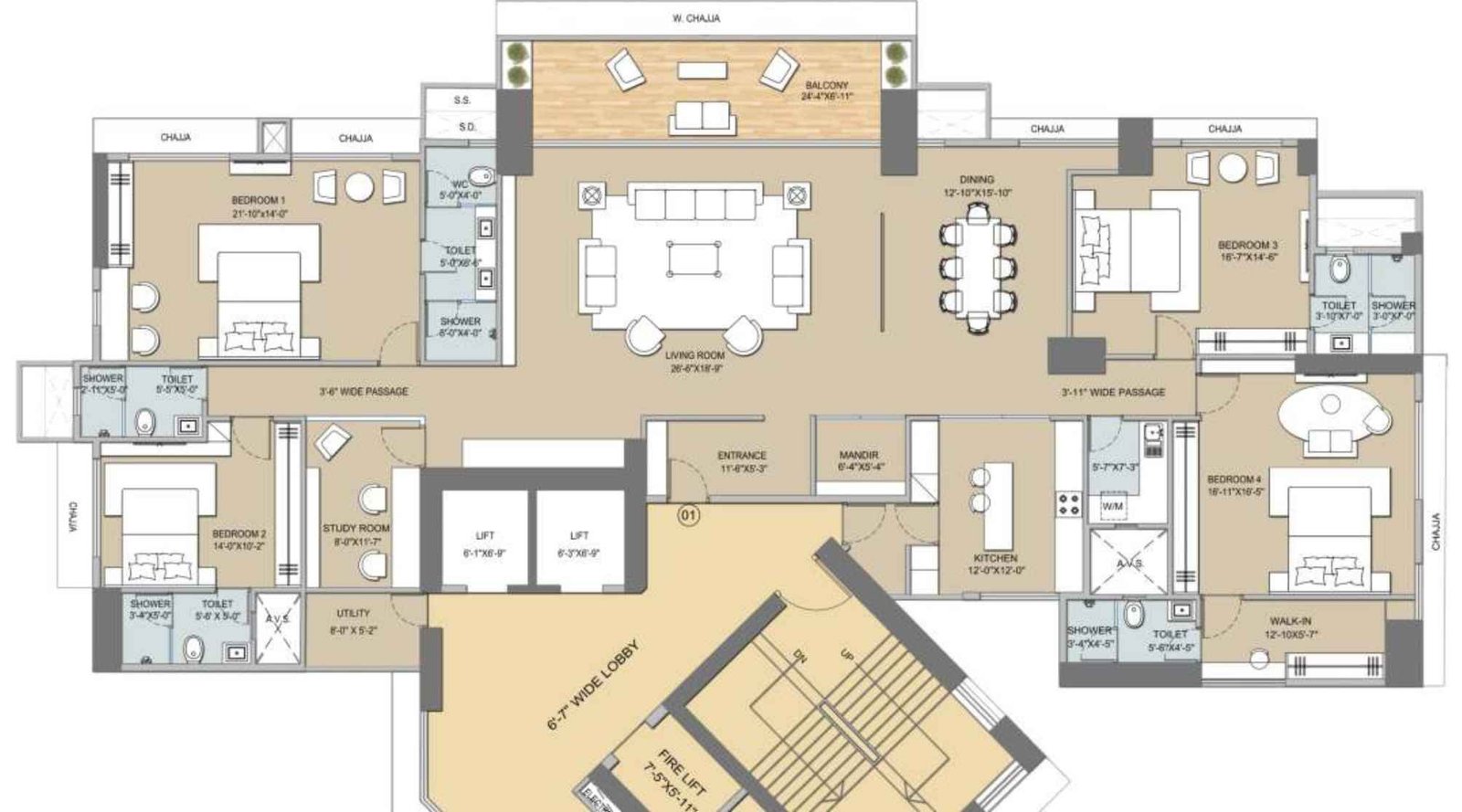 Techno-Aakasa-Floor-Plan-4-BHK