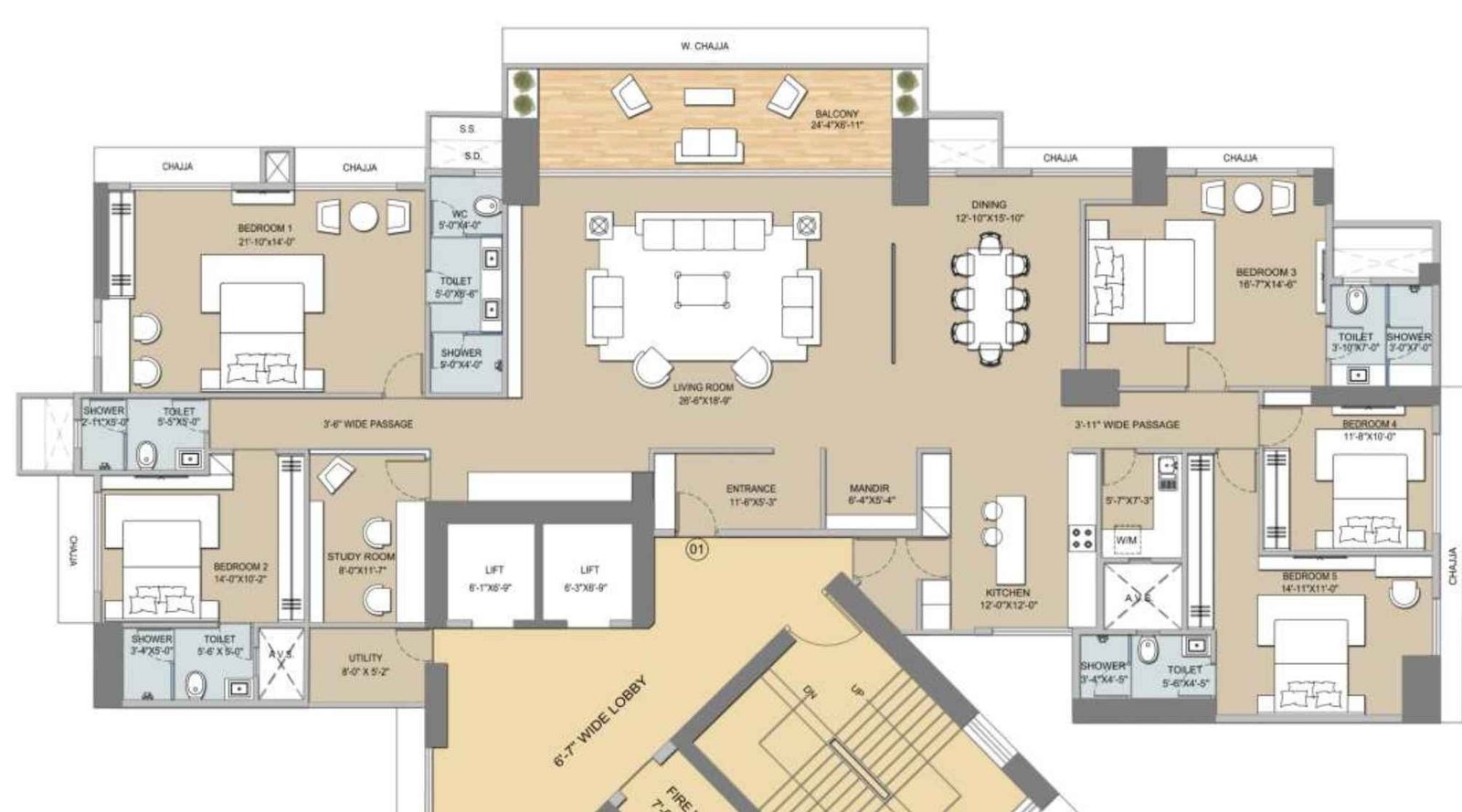 Techno-Aakasa-Floor-Plan-5-BHK
